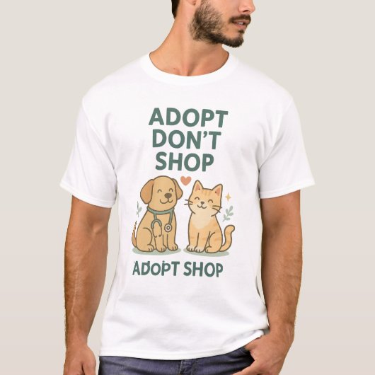 Adopt Do Shop – かわいい犬と猫の救出デザイン Tシャツ (正面)