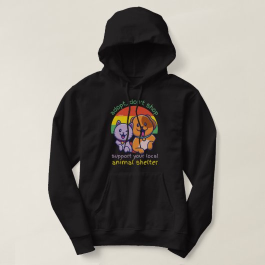 ADOPT DO SHOP SUPPORT YOUR LOCAL ANIMAL SHELTER パーカ (デザイン正面)
