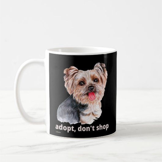 ADOPT, DON SHOP (Yorkshire Terrier)かわいい犬 コーヒーマグカップ (左)