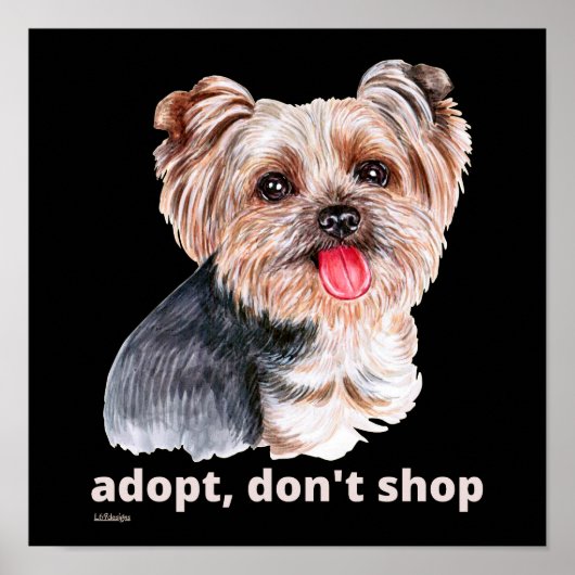 ADOPT, DON SHOP (Yorkshire Terrier)かわいい犬 ポスター (正面)