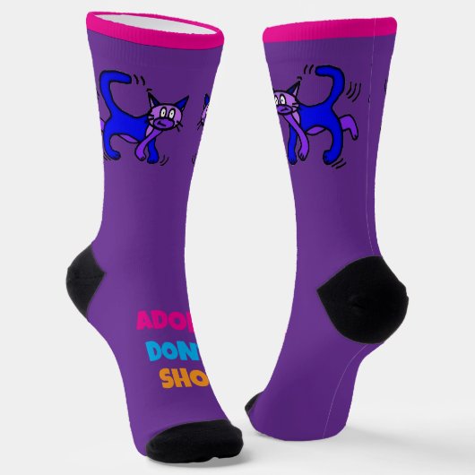 Adopt Don’t Shop - Cats Crew Socks ソックス (傾斜あり)
