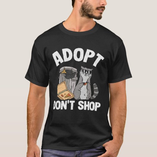 Adopt Don t Shop Trash Garbage Panda Raccoon Tシャツ (正面)