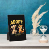 Adopt Don't Shop - Cute Pet Rescue Animal Lover フォトプラーク (側面)