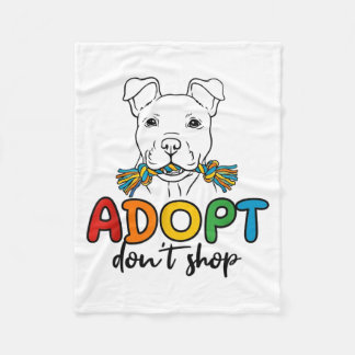 Adopt Dont Shop Rescue Awareness Colorful Cute フリースブランケット