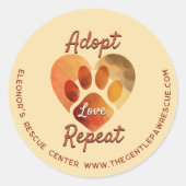 Adopt Love Repeat Warm Earthy Paw Art ラウンドシール (正面)
