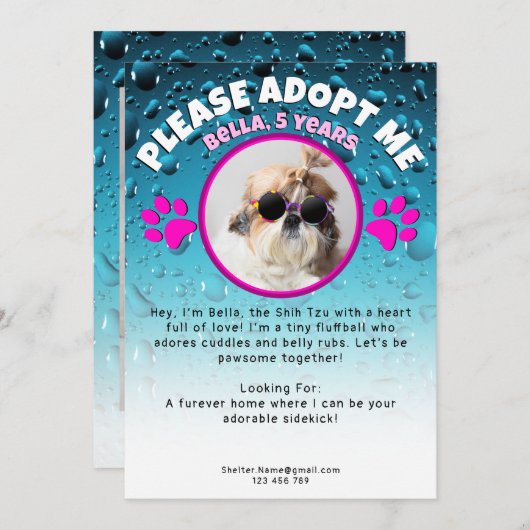 Adopt me dog custom 2 photo shelter animal rescue 招待状 (正面/裏面)