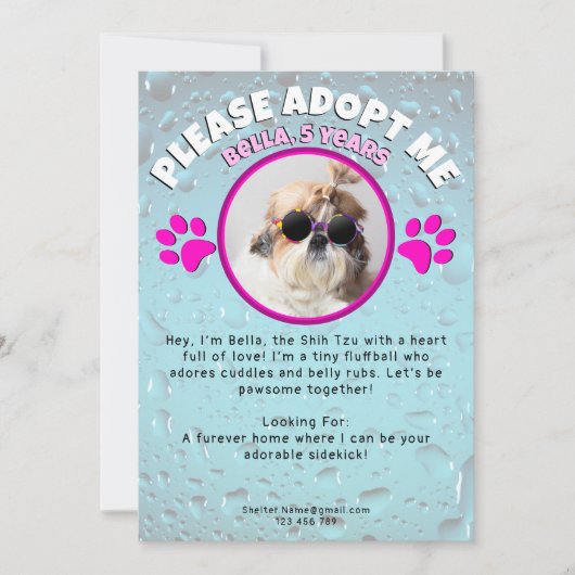 Adopt me dog custom 2 photo shelter animal rescue 招待状 (正面)