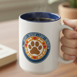 Adopt Rescue Love Repeat バッジ ツートーンマグカップ