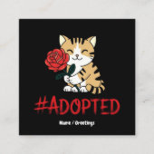 Adopted Cat Love Illustration with Rose スクエア名刺 (正面)