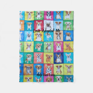 Adopted Dog Fleece Blanket 30" x 40" フリースブランケット