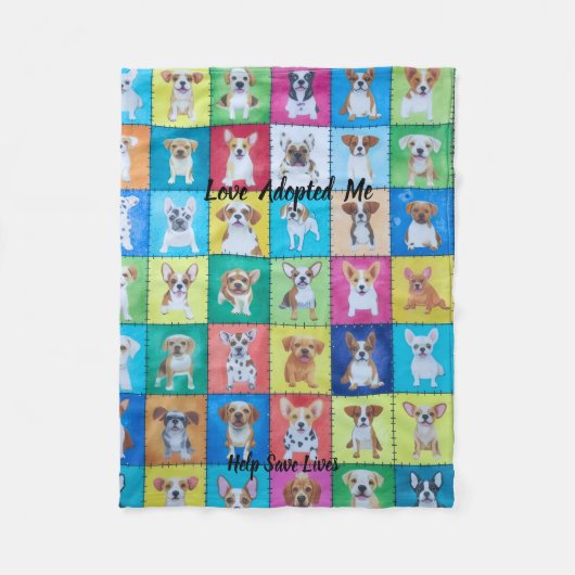 Adopted Dog Fleece Blanket 30" x 40" フリースブランケット (正面)