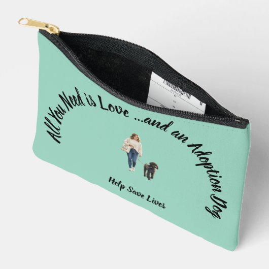 Adopted Dog Theme Small Zipper Bag アクセサリーポーチ (見開き)