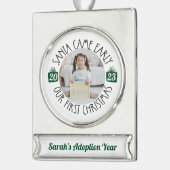Adoption Gift「Santa 来 Early」第1回のクリスマス シルバープレートバナーオーナメント (左)