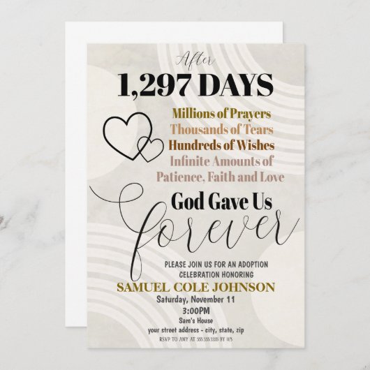 Adoption Joy Celebration Invite 招待状 (正面/裏面)