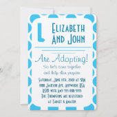 Adoption Shawer Blue & White Dotsモダン招待状 招待状 (正面)