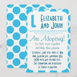 Adoption Shawer Blue & White Dotsモダン招待状 招待状