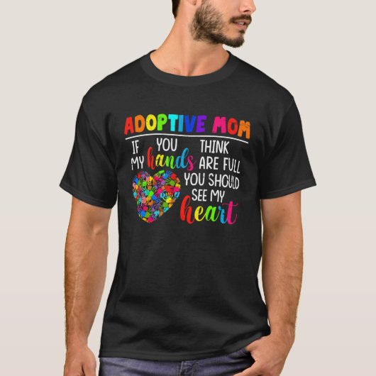 Adoptive Mom Heart Adoption  Mother s Day Parents Tシャツ (正面)