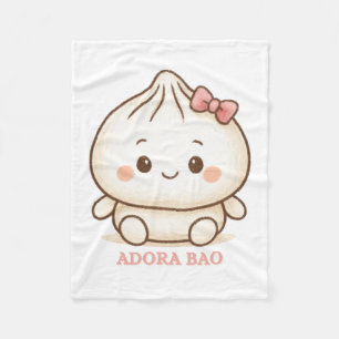 Adora Bao   かわいいピンクの包子イラスト  フリースブランケット