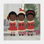 Adorable African American Christmas Ornament ガラスオーナメント (裏面)