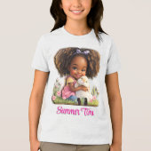 Adorable African-American Girl With Pet Bunny トライブレンドＴシャツ (正面)