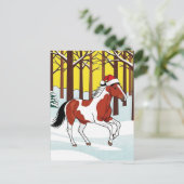 Adorable and Cute Christmas Cartoon Paint Horse ポストカード (スタンド正面)