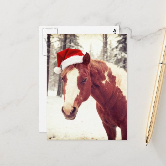 Adorable and Cute Christmas Paint Horse ポストカード (正面/裏面インサイチュ)