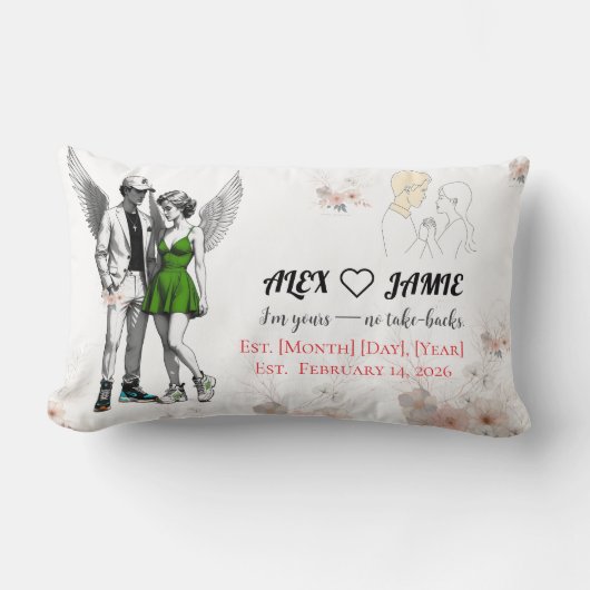 Adorable Angels Holding Hands Throw Pillow ランバークッション (正面)
