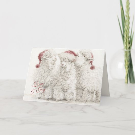 Adorable Angora Goat Christmas Trio カード (正面)
