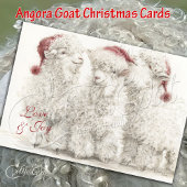 Adorable Angora Goat Christmas Trio  カード