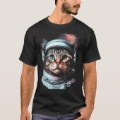 Adorable Astronaut Cat Kitty Illustration Tシャツ (正面)