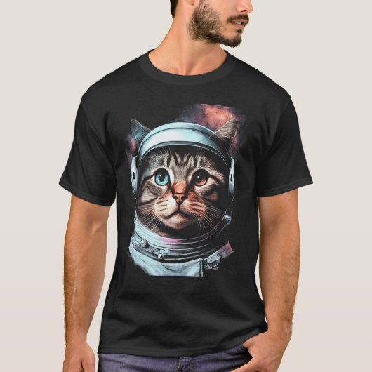Adorable Astronaut Cat Kitty Illustration Tシャツ (正面)