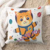 Adorable Astronaut Cat Throw Pillow クッション (ブランケット)
