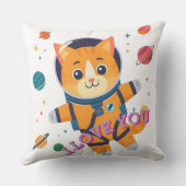 Adorable Astronaut Cat Throw Pillow クッション (裏面)
