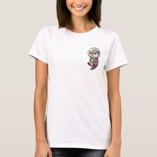 Adorable Astronaut Otter Illustration Tシャツ (正面)