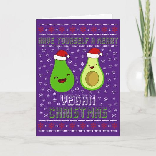 Adorable Avocados Merry Vegan Christmas  カード (正面)