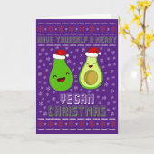 Adorable Avocados Merry Vegan Christmas  カード (黄色い花)