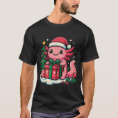 Adorable Axolotl Wearing a Santa Hat Holding a Chr Tシャツ (正面)