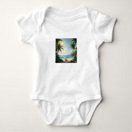 Adorable Baby Bodysuit – Elephant & Palm Trees ベビーボディスーツ