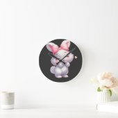 Adorable Baby Bunny Illustration ラウンド壁時計 (ホーム)