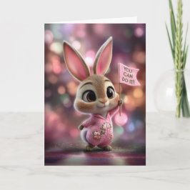 Adorable Baby Bunny in Pink Hoodie Encouragement カード