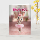 Adorable Baby Bunny in Pink Tutu Thank You カード (黄色い花)