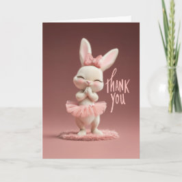 Adorable Baby Bunny in Pink Tutu Thank You カード