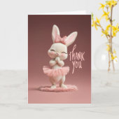 Adorable Baby Bunny in Pink Tutu Thank You カード (黄色い花)