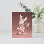 Adorable Baby Bunny in Pink Tutu Thank You ポストカード (スタンド正面)