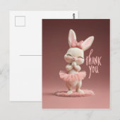 Adorable Baby Bunny in Pink Tutu Thank You ポストカード (正面/裏面)