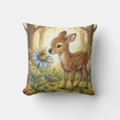 Adorable Baby Deer Fawn Forest Animals  クッション (正面)