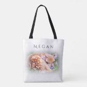 Adorable Baby Deer Personalized Custom Name トートバッグ (裏面)