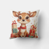 Adorable Baby Deer With Festive Antlers クッション (裏面)