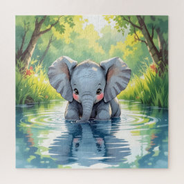 Adorable Baby Elephant and Reflection   ジグソーパズル