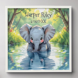 Adorable Baby Elephant and Reflection Personalized 貼ってはがせるフォトタイル